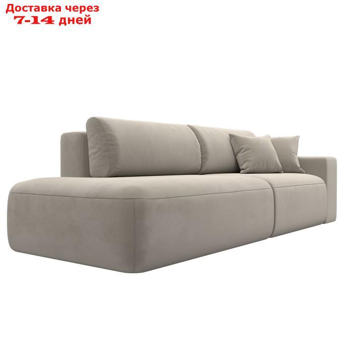 Прямой диван "Лига 036 Модерн", подлокотник справа, еврокнижка, микровельвет, бежевый - фото 4 - id-p226871149