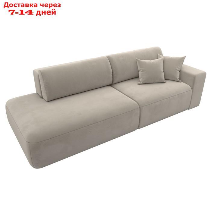 Прямой диван "Лига 036 Модерн", подлокотник справа, еврокнижка, микровельвет, бежевый - фото 6 - id-p226871149