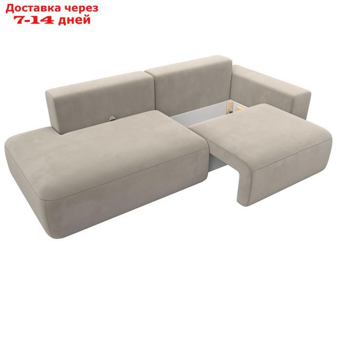 Прямой диван "Лига 036 Модерн", подлокотник справа, еврокнижка, микровельвет, бежевый - фото 7 - id-p226871149