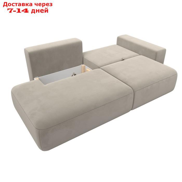 Прямой диван "Лига 036 Модерн", подлокотник справа, еврокнижка, микровельвет, бежевый - фото 8 - id-p226871149