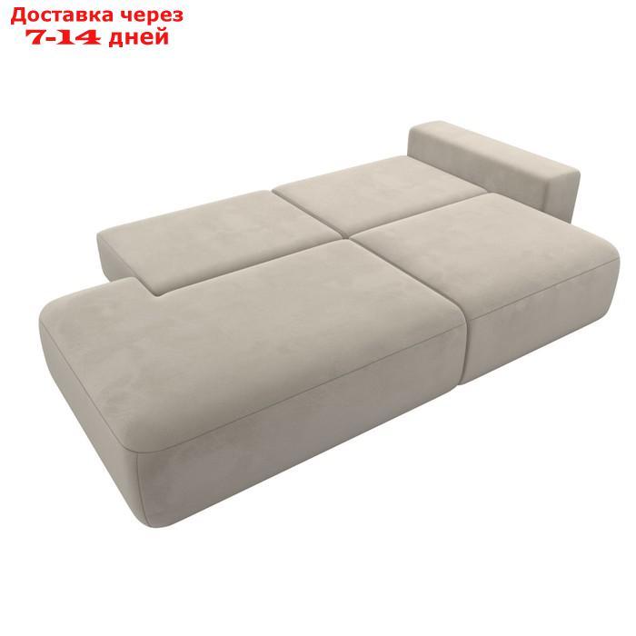 Прямой диван "Лига 036 Модерн", подлокотник справа, еврокнижка, микровельвет, бежевый - фото 9 - id-p226871149