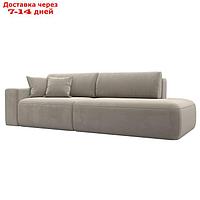 Прямой диван "Лига 036 Модерн", подлокотник слева, еврокнижка, микровельвет, бежевый