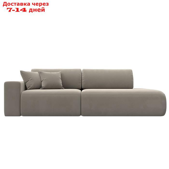 Прямой диван "Лига 036 Модерн", подлокотник слева, еврокнижка, микровельвет, бежевый - фото 2 - id-p226871150