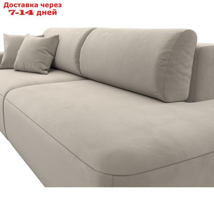 Прямой диван "Лига 036 Модерн", подлокотник слева, еврокнижка, микровельвет, бежевый - фото 3 - id-p226871150