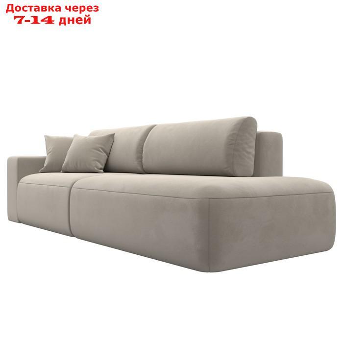 Прямой диван "Лига 036 Модерн", подлокотник слева, еврокнижка, микровельвет, бежевый - фото 4 - id-p226871150