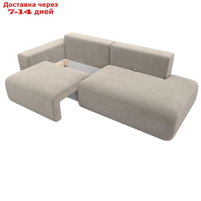 Прямой диван "Лига 036 Модерн", подлокотник слева, еврокнижка, микровельвет, бежевый - фото 7 - id-p226871150