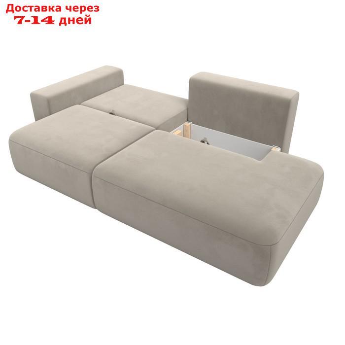 Прямой диван "Лига 036 Модерн", подлокотник слева, еврокнижка, микровельвет, бежевый - фото 8 - id-p226871150