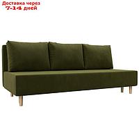 Прямой диван "Лига 033", механизм еврокнижка, ППУ, микровельвет, цвет зелёный