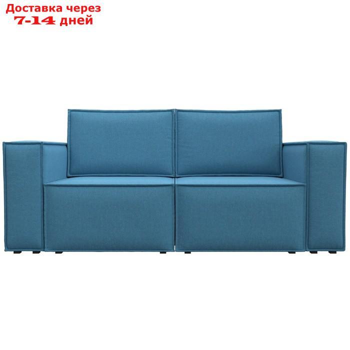 Прямой диван "Куба мини", механизм раскладушка, НПБ, рогожка, цвет амур голубой - фото 3 - id-p226871155