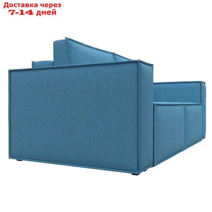 Прямой диван "Куба мини", механизм раскладушка, НПБ, рогожка, цвет амур голубой - фото 4 - id-p226871155