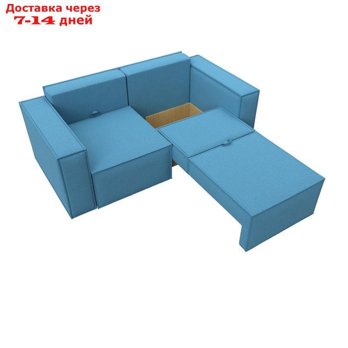 Прямой диван "Куба мини", механизм раскладушка, НПБ, рогожка, цвет амур голубой - фото 8 - id-p226871155