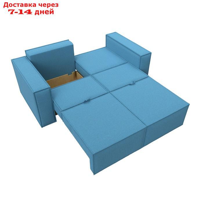 Прямой диван "Куба мини", механизм раскладушка, НПБ, рогожка, цвет амур голубой - фото 10 - id-p226871155