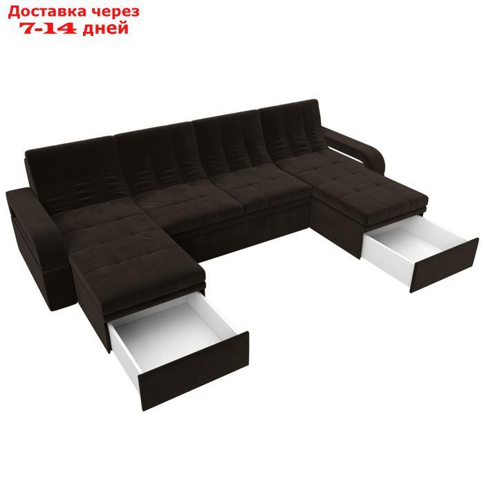 П-образный диван "Лига 035 мини", механизм дельфин, ППУ, микровельвет, цвет коричневый - фото 2 - id-p226871158