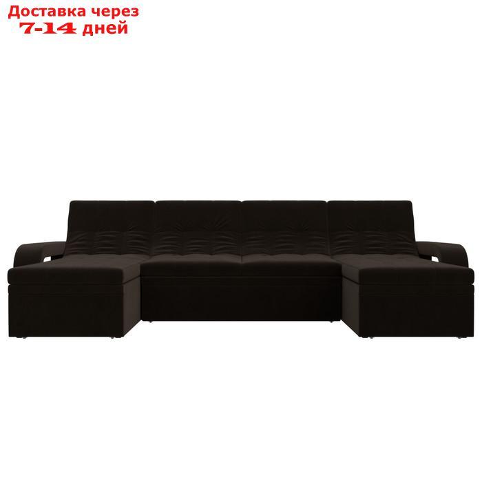 П-образный диван "Лига 035 мини", механизм дельфин, ППУ, микровельвет, цвет коричневый - фото 3 - id-p226871158