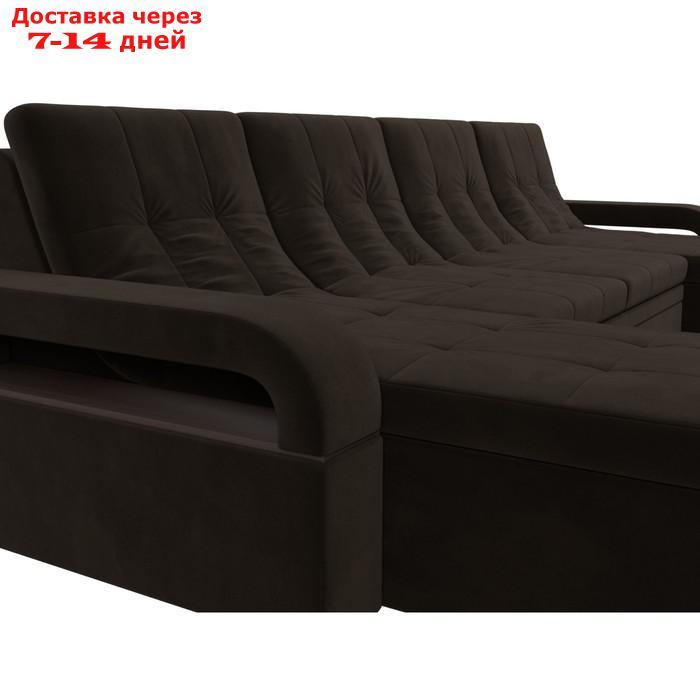 П-образный диван "Лига 035 мини", механизм дельфин, ППУ, микровельвет, цвет коричневый - фото 4 - id-p226871158