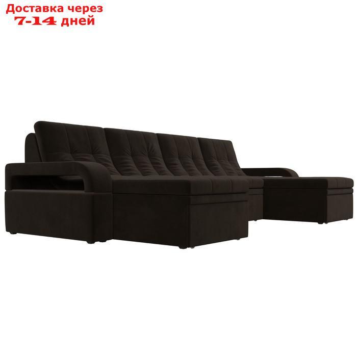 П-образный диван "Лига 035 мини", механизм дельфин, ППУ, микровельвет, цвет коричневый - фото 5 - id-p226871158