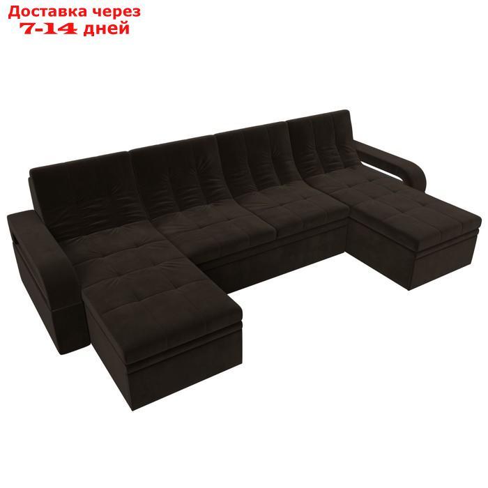 П-образный диван "Лига 035 мини", механизм дельфин, ППУ, микровельвет, цвет коричневый - фото 7 - id-p226871158