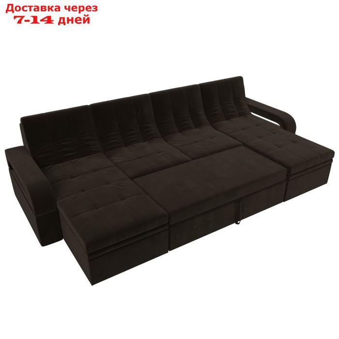 П-образный диван "Лига 035 мини", механизм дельфин, ППУ, микровельвет, цвет коричневый - фото 8 - id-p226871158