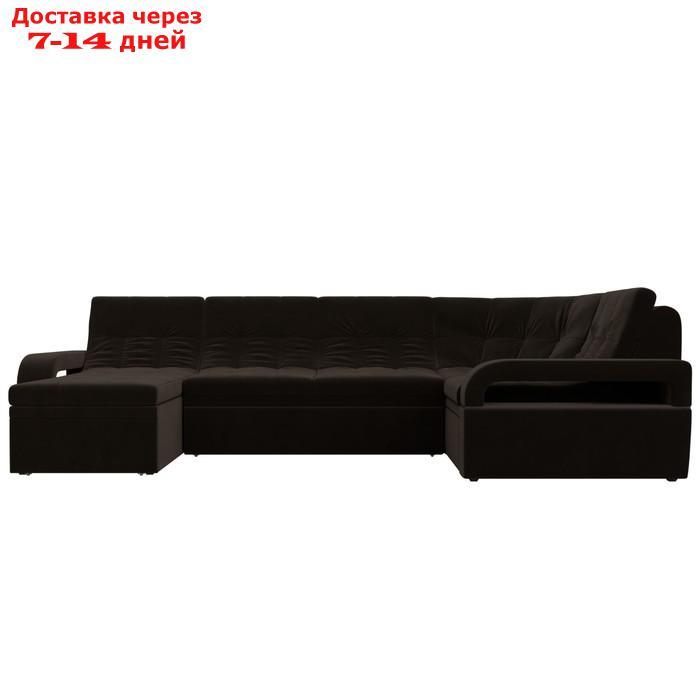 П-образный диван "Лига 035", левый угол, механизм дельфин, ППУ, микровельвет, коричневый - фото 7 - id-p226871159