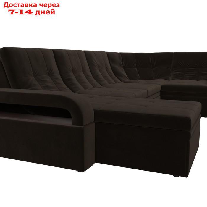 П-образный диван "Лига 035", левый угол, механизм дельфин, ППУ, микровельвет, коричневый - фото 8 - id-p226871159