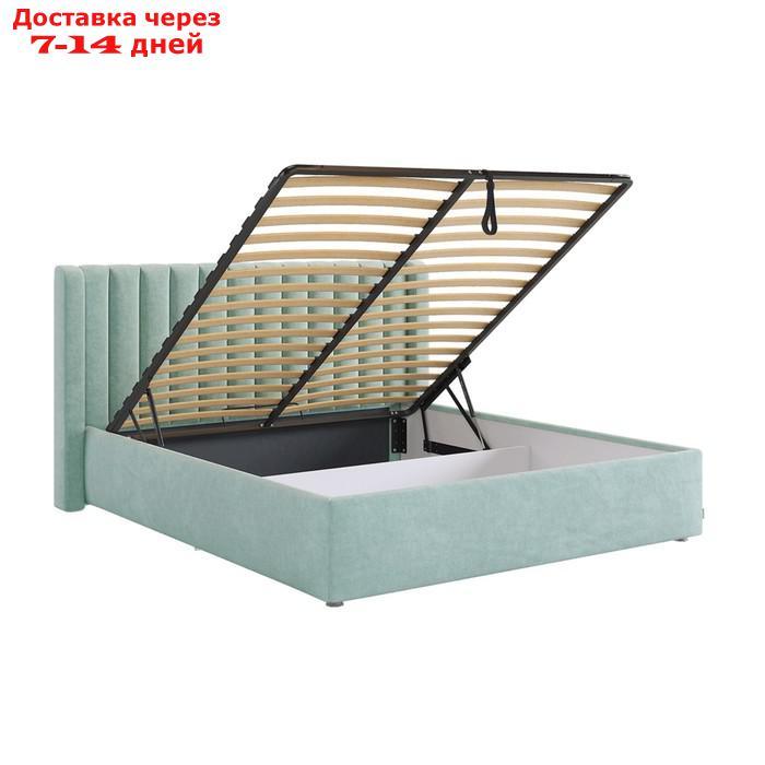 Кровать с подъемным механизмом Ева 160х200 см, мята (велюр) - фото 3 - id-p226871165