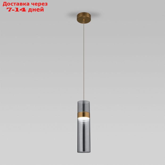 Светильник подвесной Eurosvet Lumen 50244/1 LED, 12 Вт, 4200К, 594Лм, 80х80 мм, цвет латунь, дымчатый - фото 1 - id-p226870255