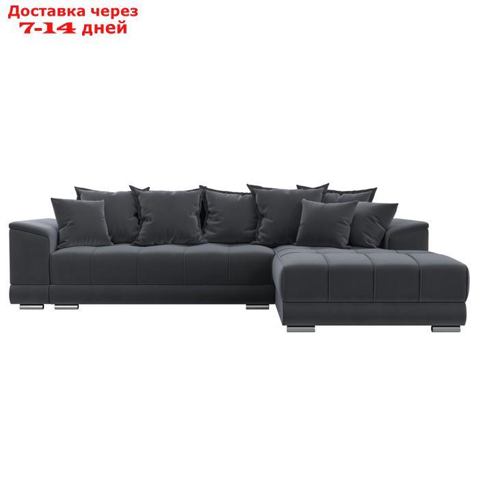 Угловой диван "НордСтар", правый угол, механизм еврокнижка, ППУ, велюр, цвет серый - фото 3 - id-p226871196