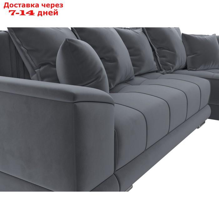 Угловой диван "НордСтар", правый угол, механизм еврокнижка, ППУ, велюр, цвет серый - фото 4 - id-p226871196