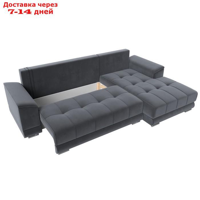 Угловой диван "НордСтар", правый угол, механизм еврокнижка, ППУ, велюр, цвет серый - фото 8 - id-p226871196