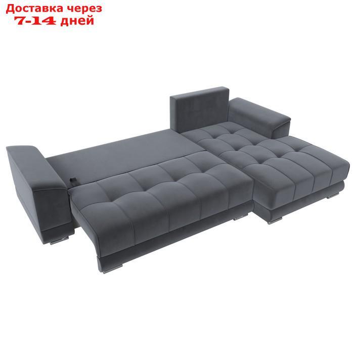 Угловой диван "НордСтар", правый угол, механизм еврокнижка, ППУ, велюр, цвет серый - фото 9 - id-p226871196