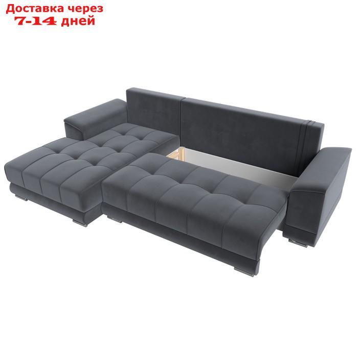 Угловой диван "НордСтар", левый угол, механизм еврокнижка, ППУ, велюр, цвет серый - фото 8 - id-p226871197