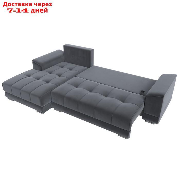 Угловой диван "НордСтар", левый угол, механизм еврокнижка, ППУ, велюр, цвет серый - фото 9 - id-p226871197