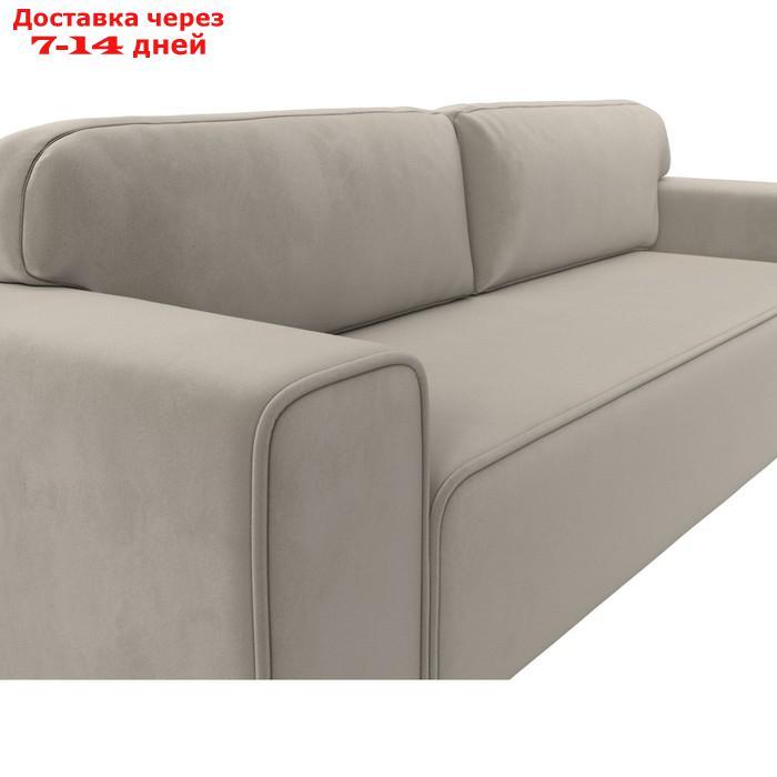 Прямой диван "Лига 029", механизм пантограф, НПБ, микровельвет, цвет бежевый - фото 4 - id-p226871198