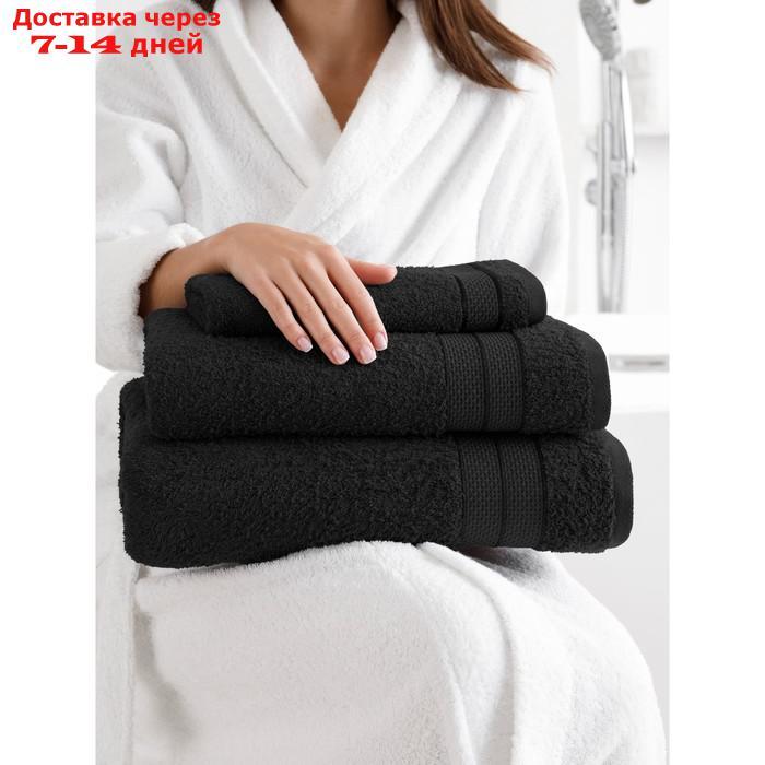 Комплект махровых полотенец Black, размер 30х50 см, 50х100 см, 70х140 см - фото 4 - id-p226901035