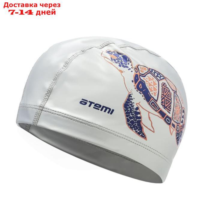Шапочка для плавания Atemi PU 305, тканевая с ПУ покрытием, белый, принт - фото 2 - id-p226893933