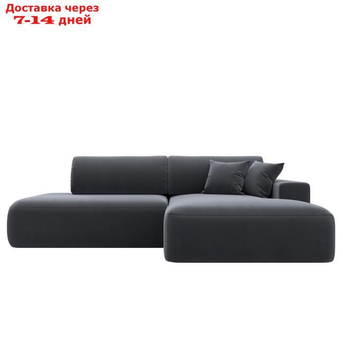 Угловой диван "Лига 036 Модерн", правый угол, механизм еврокнижка, НПБ, велюр, серый - фото 2 - id-p226871199