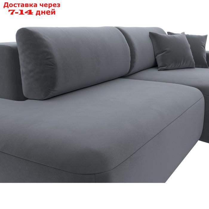 Угловой диван "Лига 036 Модерн", правый угол, механизм еврокнижка, НПБ, велюр, серый - фото 4 - id-p226871199