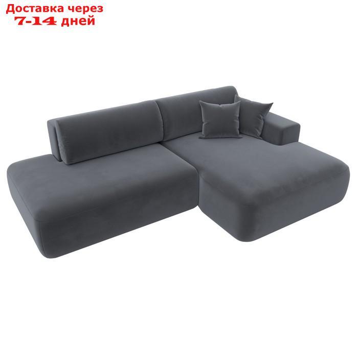 Угловой диван "Лига 036 Модерн", правый угол, механизм еврокнижка, НПБ, велюр, серый - фото 5 - id-p226871199