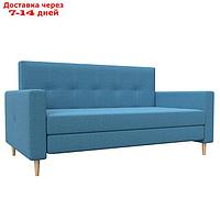 Прямой диван "Лига 038", механизм раскладушка, ППУ, рогожка, цвет амур голубой