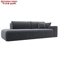 Прямой диван "Лига 036 Модерн", подлокотник справа, еврокнижка, велюр, серый