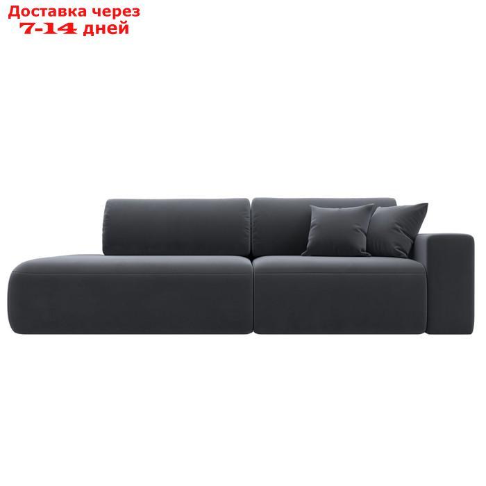 Прямой диван "Лига 036 Модерн", подлокотник справа, еврокнижка, велюр, серый - фото 2 - id-p226871206