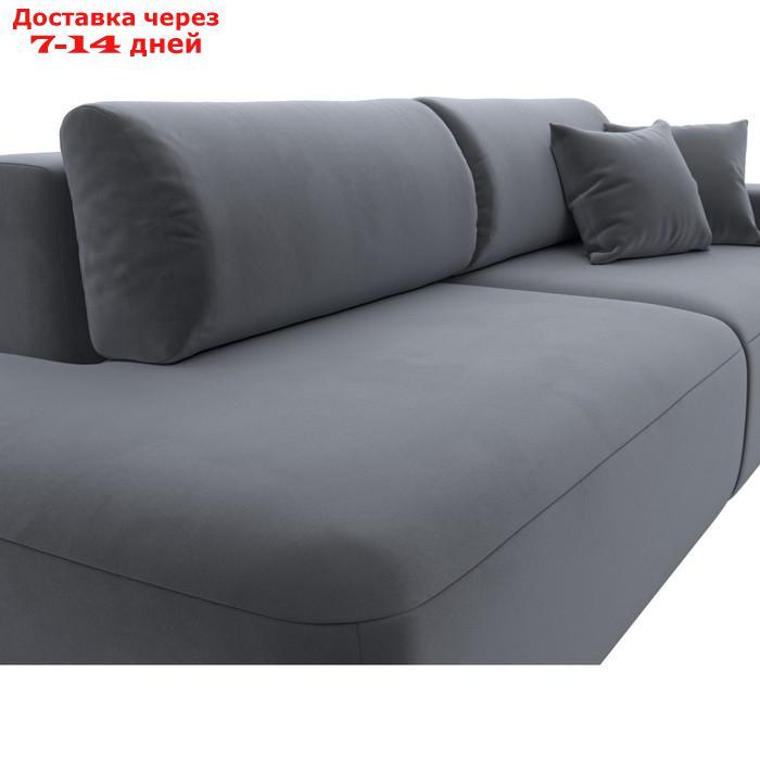 Прямой диван "Лига 036 Модерн", подлокотник справа, еврокнижка, велюр, серый - фото 3 - id-p226871206