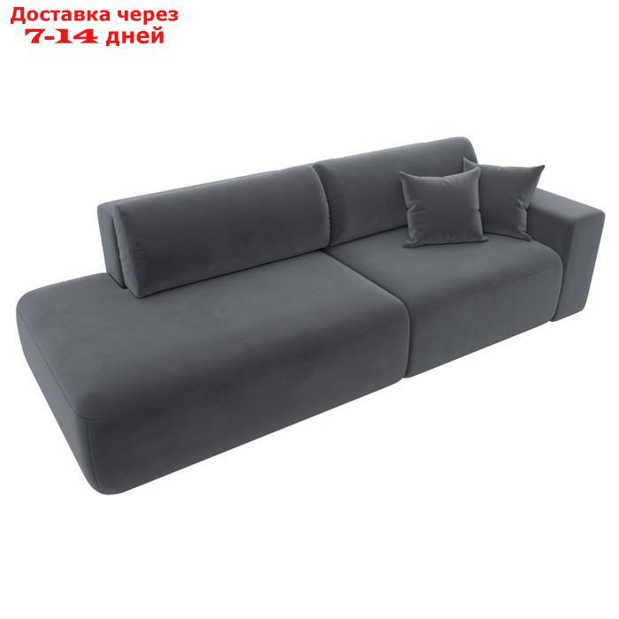 Прямой диван "Лига 036 Модерн", подлокотник справа, еврокнижка, велюр, серый - фото 6 - id-p226871206