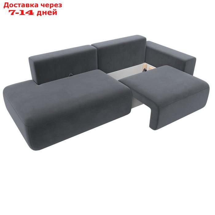 Прямой диван "Лига 036 Модерн", подлокотник справа, еврокнижка, велюр, серый - фото 7 - id-p226871206