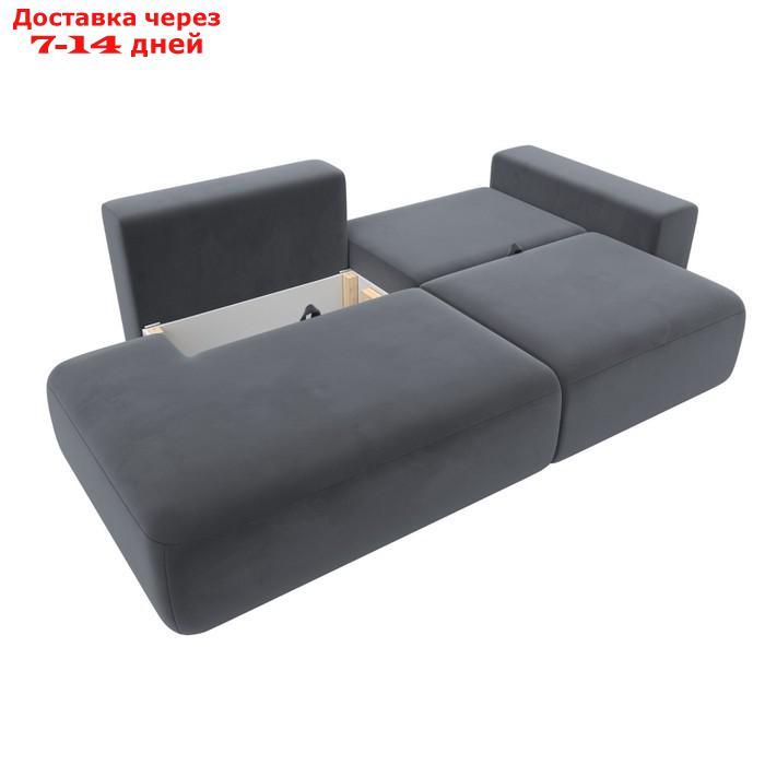 Прямой диван "Лига 036 Модерн", подлокотник справа, еврокнижка, велюр, серый - фото 8 - id-p226871206