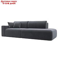 Прямой диван "Лига 036 Модерн", подлокотник слева, еврокнижка, велюр, серый