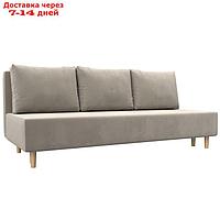 Прямой диван "Лига 033", механизм еврокнижка, ППУ, микровельвет, цвет бежевый