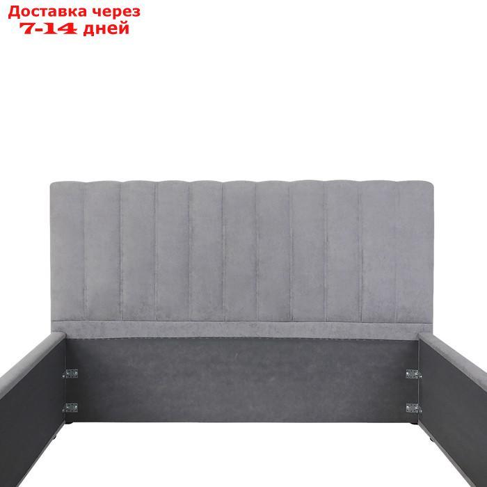 Кровать мягкая с подъёмным механизмом "Регги", 1400×2000 мм, велюр, цвет серый - фото 4 - id-p226871222