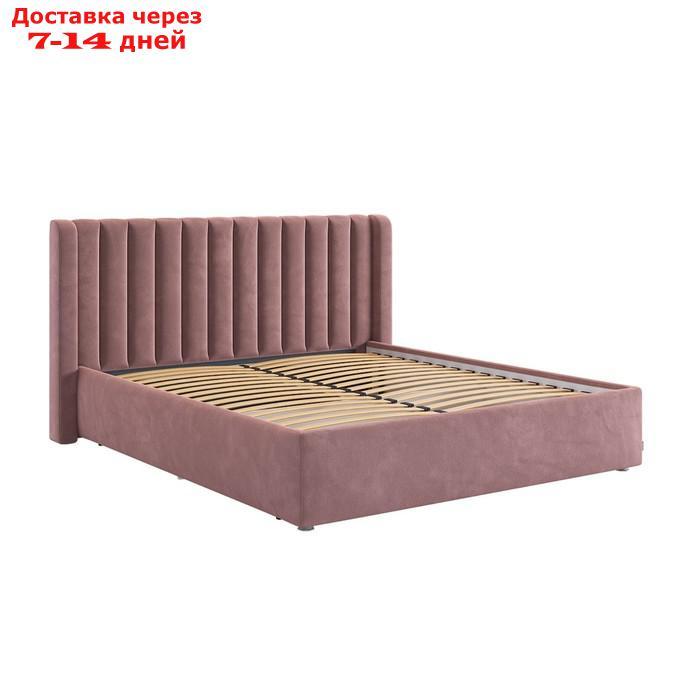 Кровать с основанием Ева 160х200 см, пудра (велюр) - фото 2 - id-p226871225