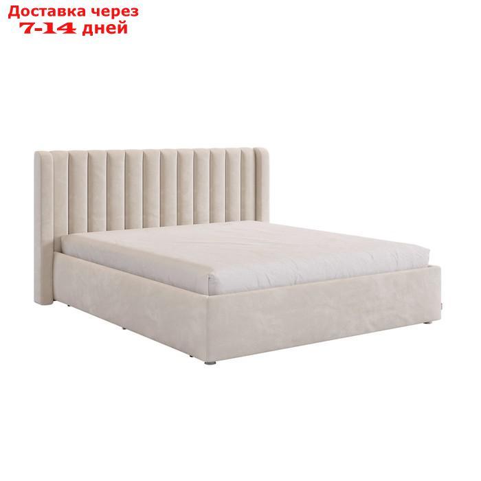 Кровать с основанием Ева 160х200 см, крем (велюр) - фото 1 - id-p226871226